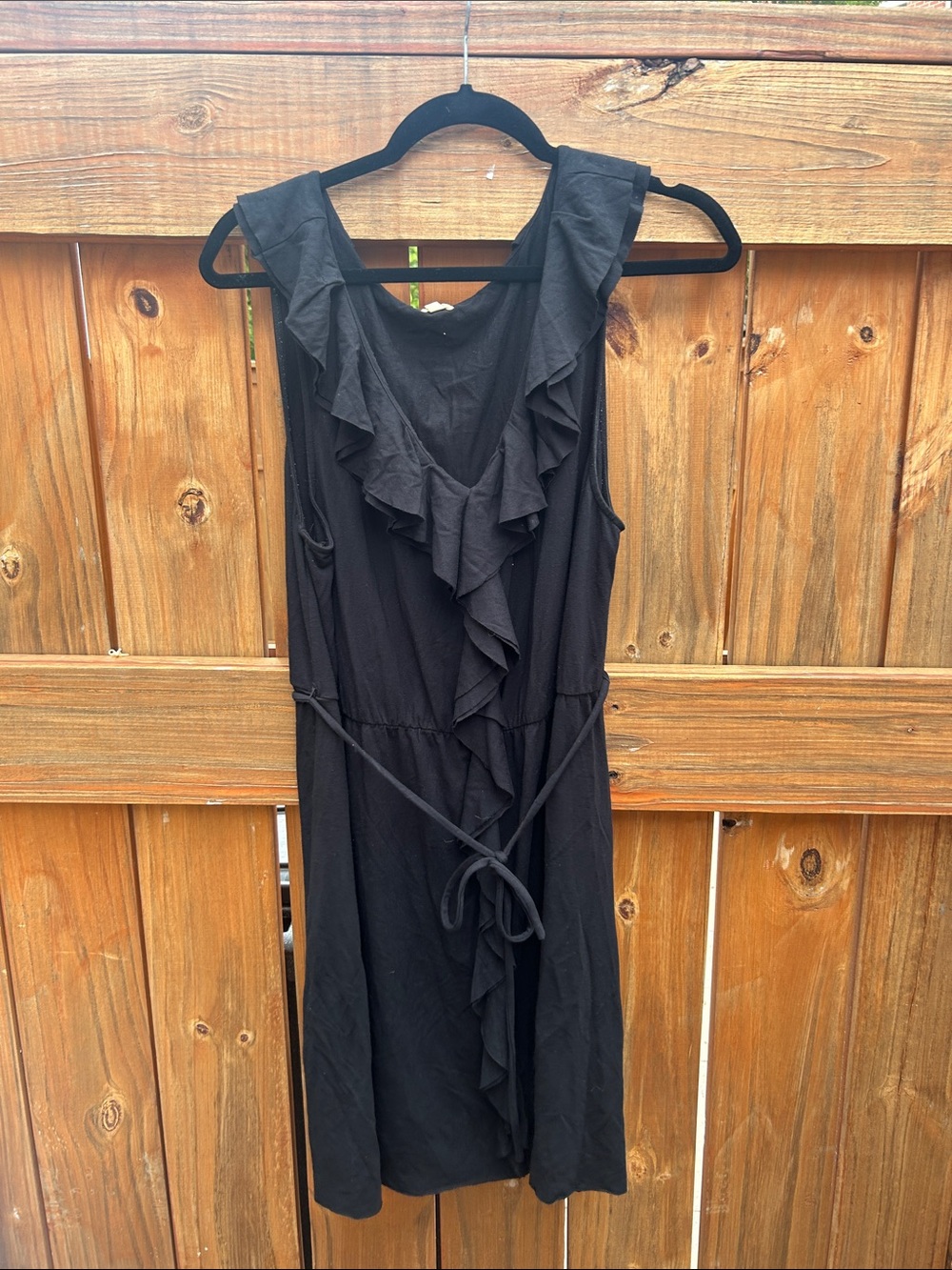 J. Crew Black Ruffle-Front Sleeveless Midi Dress